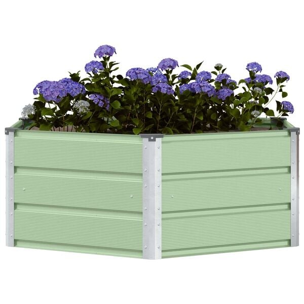 Vidaxl Sechseckiger Stahl-Pflanzkübel, Pastellgrün, 129cm - 31% Rabatt