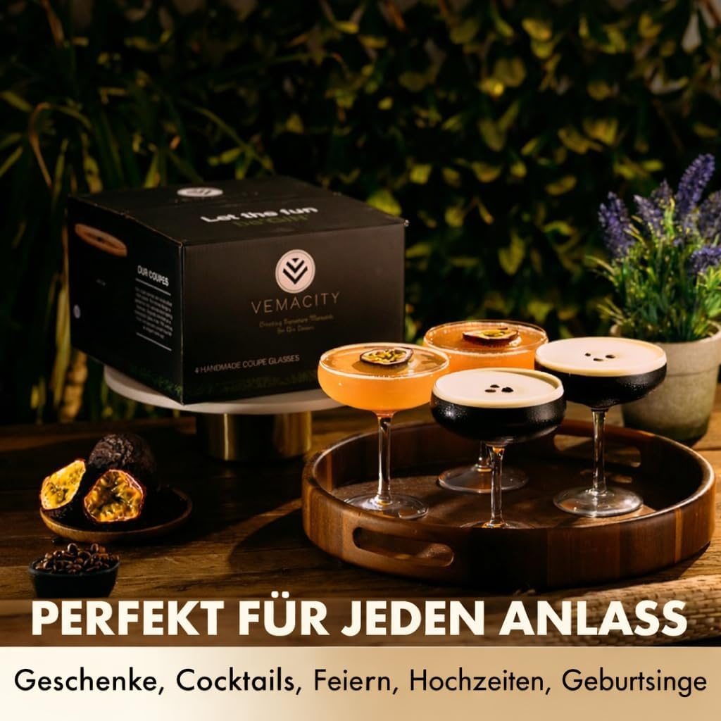 Vier Kristall-Coupe-Gläser 300 ml - 32% Rabatt auf das Set