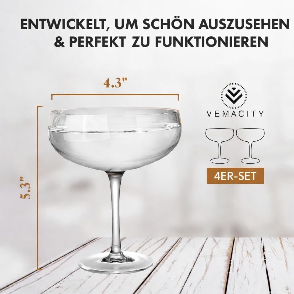 Vier Kristall-Coupe-Gläser 300 ml - 32% Rabatt auf das Set