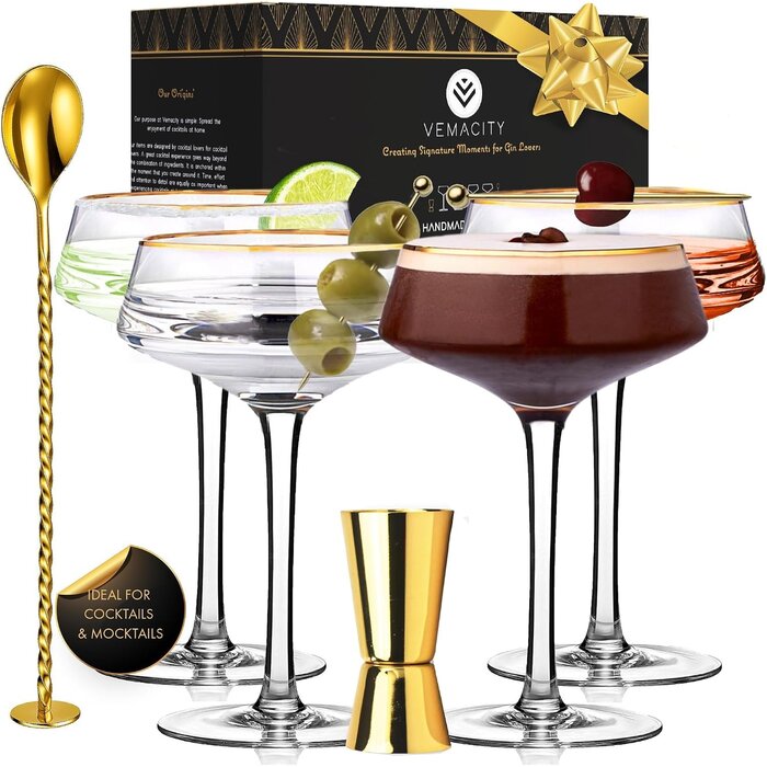 Vier Kristall-Coupe-Gläser 300 ml - 32% Rabatt auf das Set