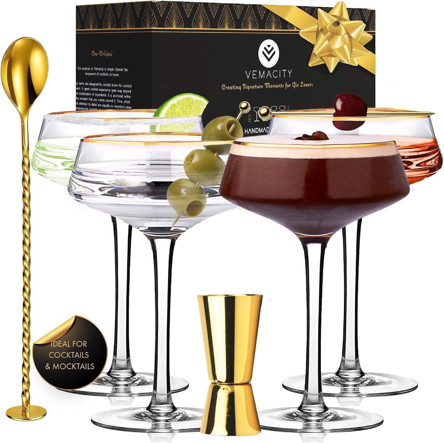 Vier Kristall-Coupe-Gläser 300 ml - 32% Rabatt auf das Set