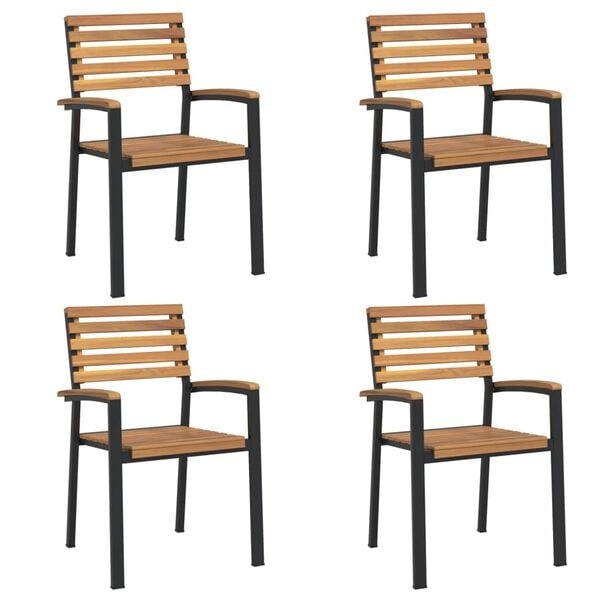Vidaxl 4er Set Gartenstühle Akazie & Metall, stapelbar - 35% Rabatt
