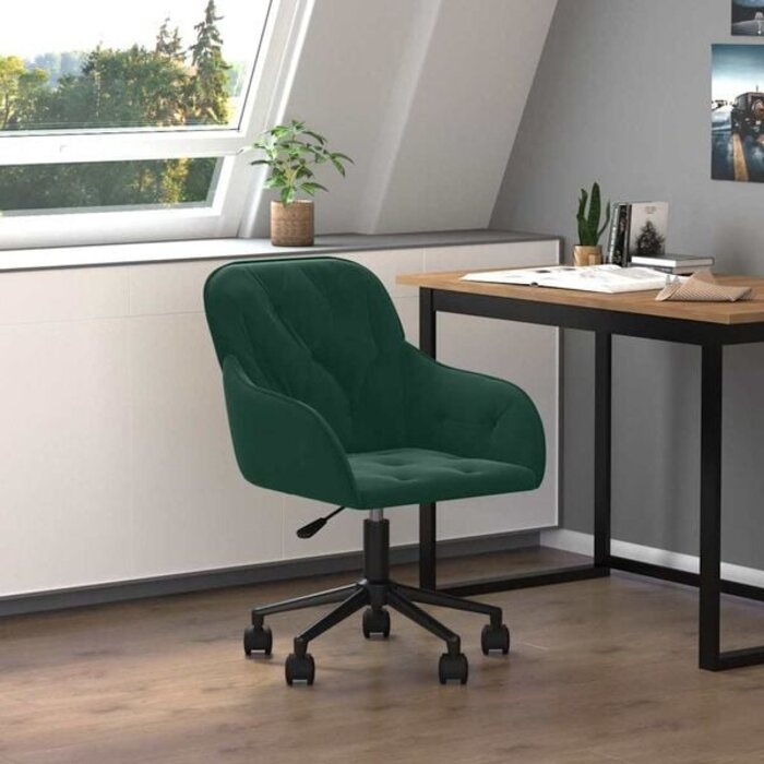 Vidaxl Dunkelgrüner Samt-Bürostuhl, drehbar & höhenverstellbar - 34% Rabatt