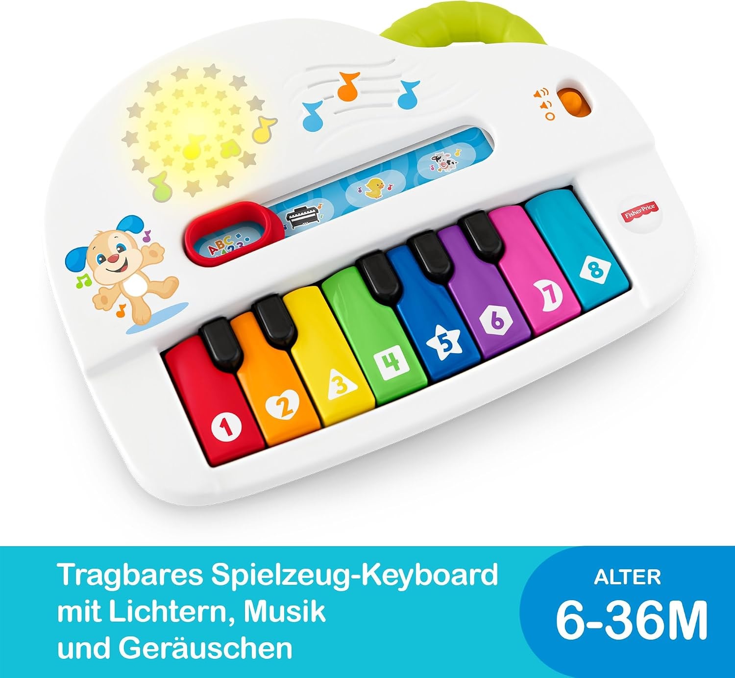 Fisher Price Interaktives Musik-Spielzeugklavier, 8 Tasten, 4 Modi - 31% Rabatt
