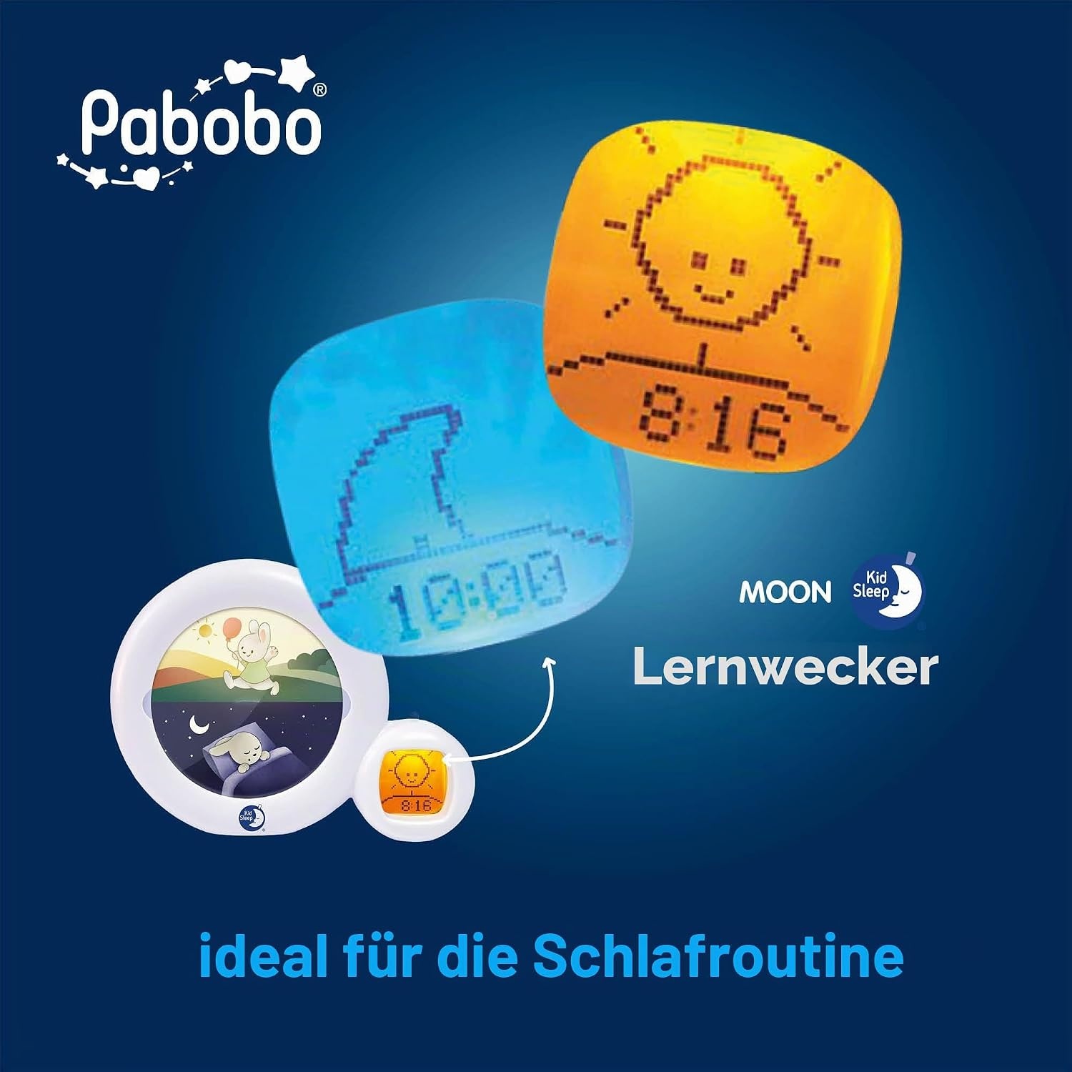 Schlaftrainer und Nachtlicht Mond - 3-in-1 Wecker für Kinder - 33% Rabatt
