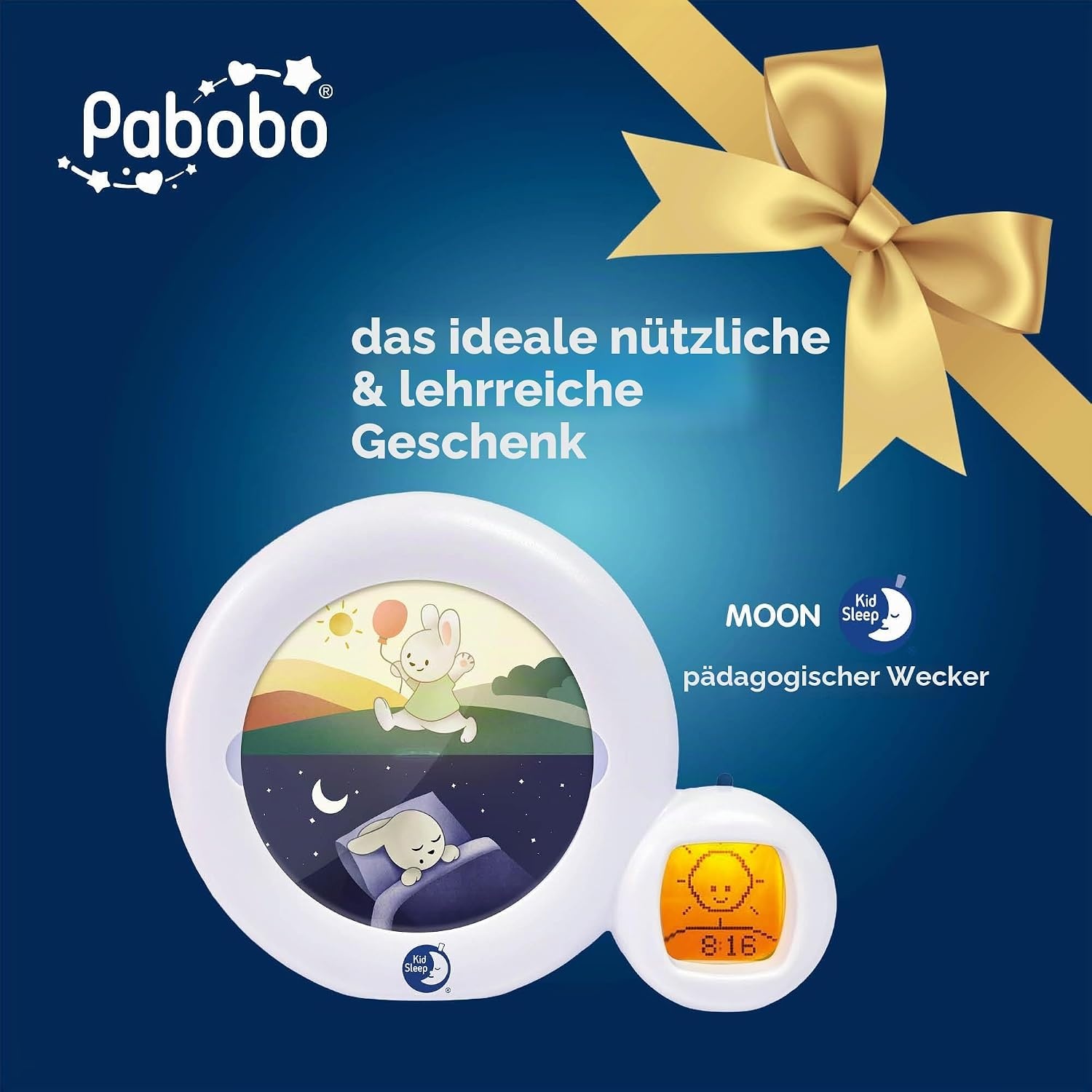 Schlaftrainer und Nachtlicht Mond - 3-in-1 Wecker für Kinder - 33% Rabatt