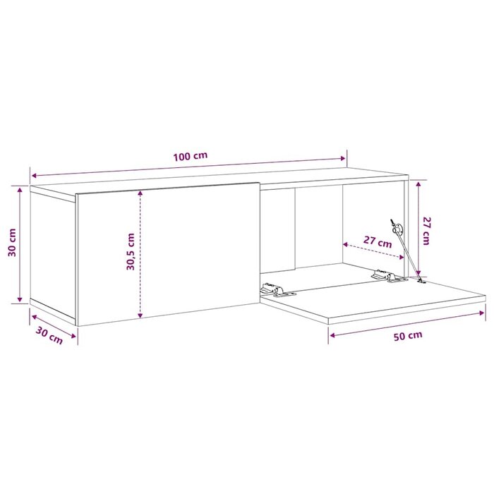 Vidaxl Wand-TV-Lowboard 2er Set Sonoma-Eiche 100x30x30 cm - 34% Rabatt