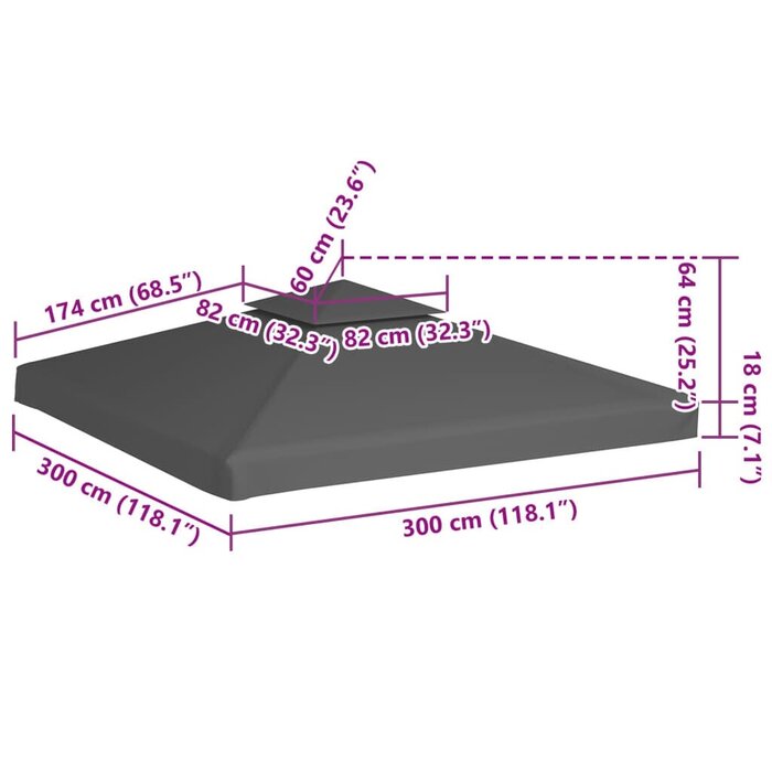 Vidaxl Pavillondach 3x3m Taupe 310 g/m² 2-lagig - 33% Rabatt