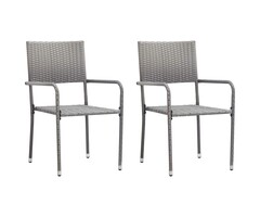Vidaxl 2er Set Poly-Rattan Gartenstühle Grau, 44% Rabatt, Stapelbar, 51x60x87 cm