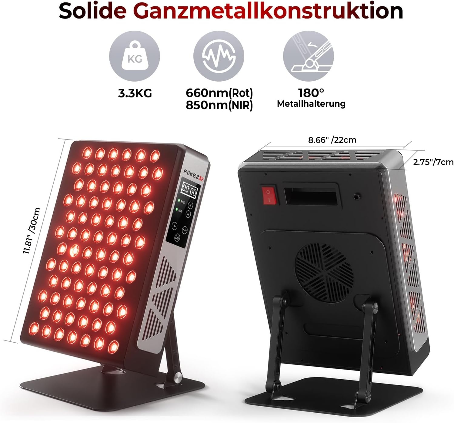 Rotlichttherapie-Paneel 78 LEDs 660nm/850nm - 35% Rabatt