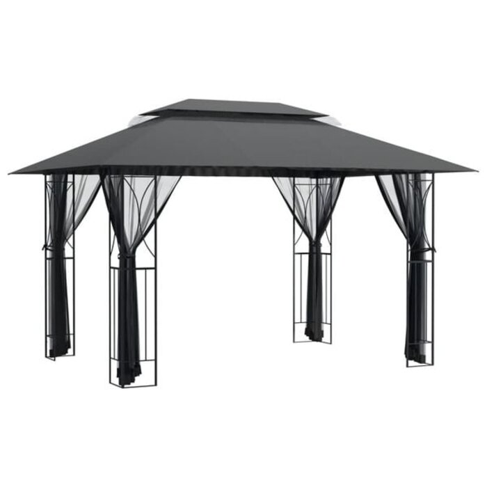 Vidaxl Gartenpavillon 400x300x270 cm Stahl Anthrazit - 32% Rabatt