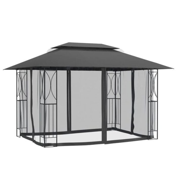 Vidaxl Gartenpavillon 400x300x270 cm Stahl Anthrazit - 32% Rabatt