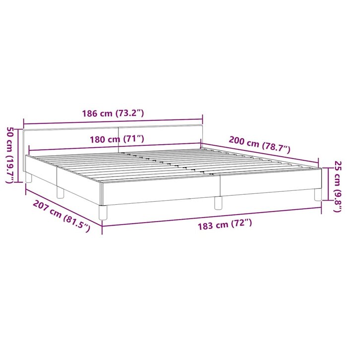 Vidaxl Design Bettgestell 180x200 cm Grau Kunstleder - 34% Rabatt