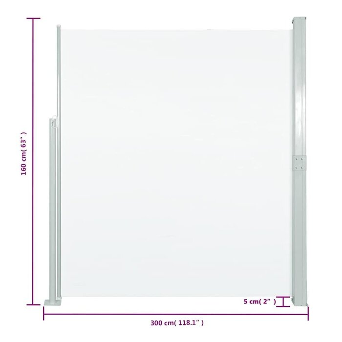Seitenmarkise 160x300 cm Creme - Ausziehbare Sichtschutzwand - 33% Rabatt