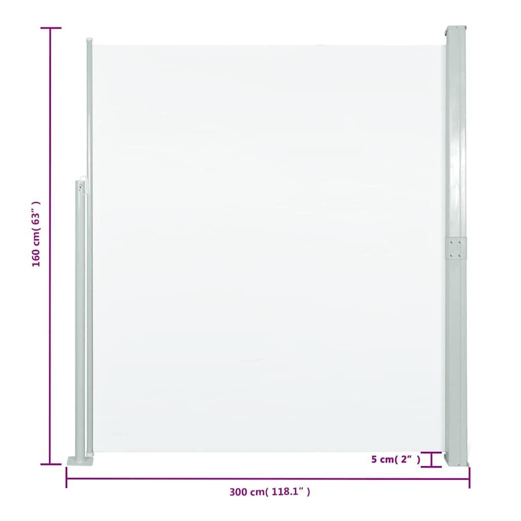 Seitenmarkise 160x300 cm Creme - Ausziehbare Sichtschutzwand - 33% Rabatt