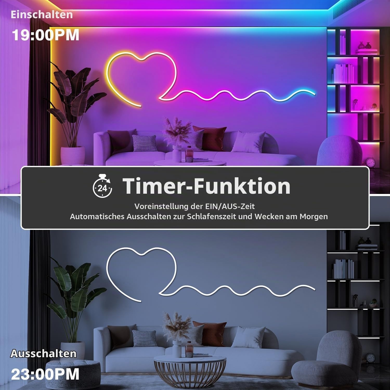 LED Neon Lichtschlauch 15m RGB Bluetooth App-Steuerung - 32% Rabatt