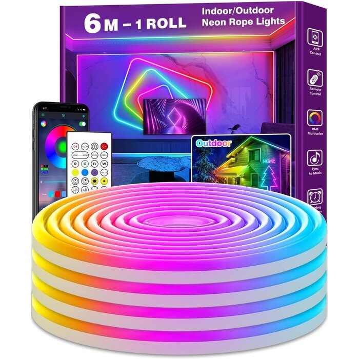LED Neon Lichtschlauch 15m RGB Bluetooth App-Steuerung - 32% Rabatt