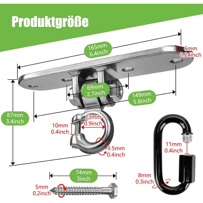 Robuster Deckenhaken für Schaukeln & Hängematten, 360 kg, 31% Rabatt