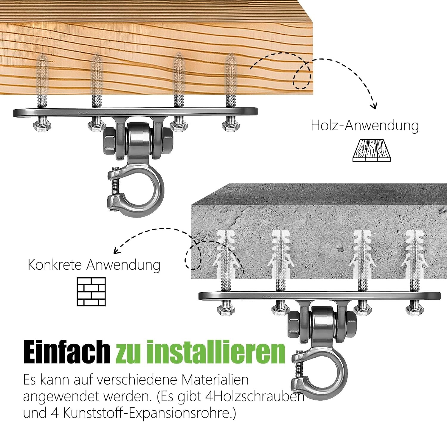Robuster Deckenhaken für Schaukeln & Hängematten, 360 kg, 31% Rabatt