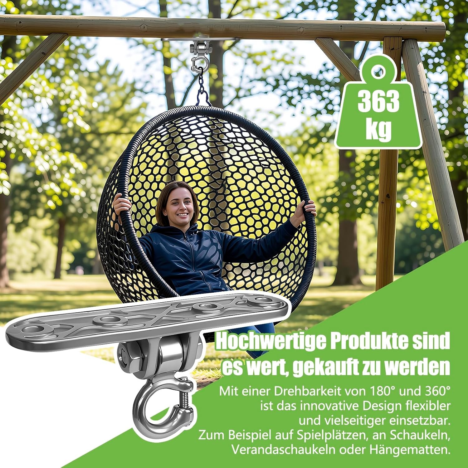 Robuster Deckenhaken für Schaukeln & Hängematten, 360 kg, 31% Rabatt