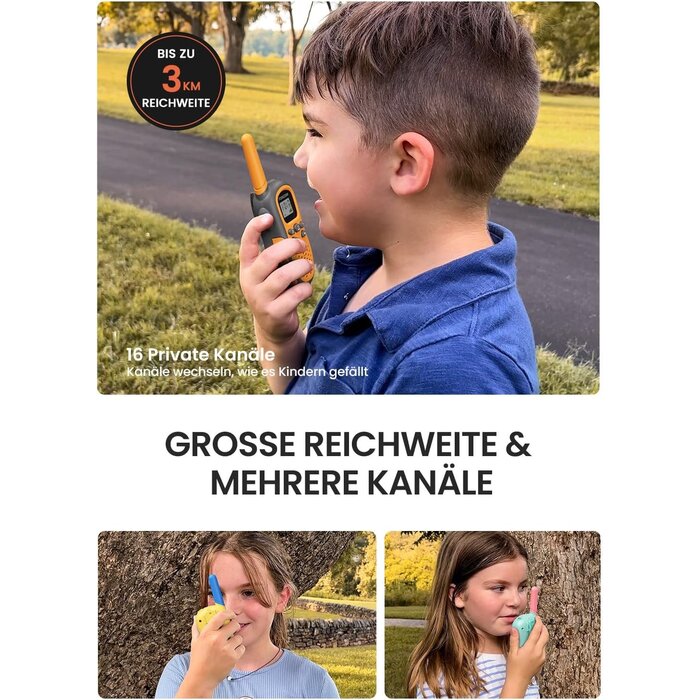 Wiederaufladbare Kinder Walkie-Talkies 3er-Set - 31% Rabatt