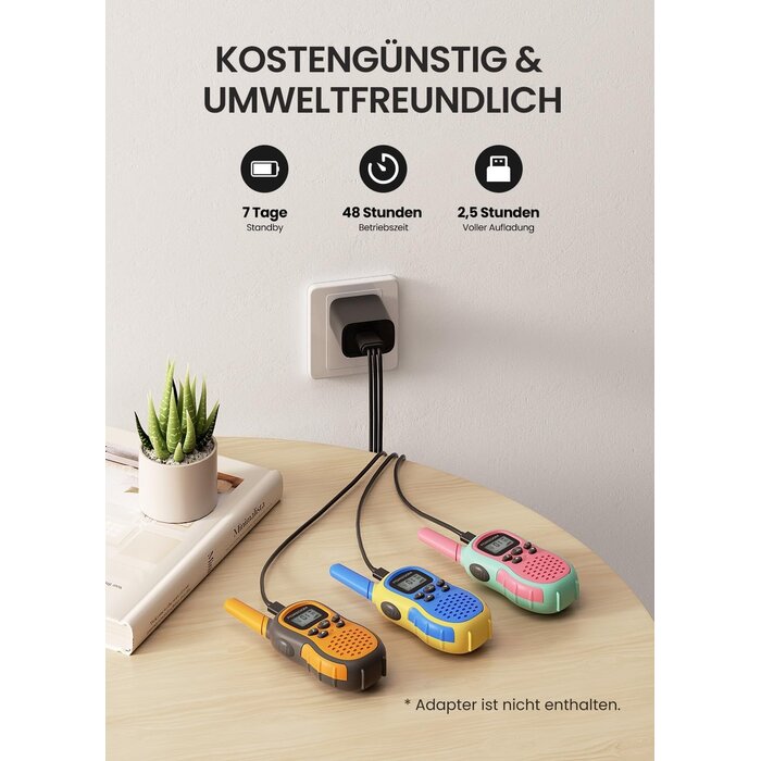 Wiederaufladbare Kinder Walkie-Talkies 3er-Set - 31% Rabatt