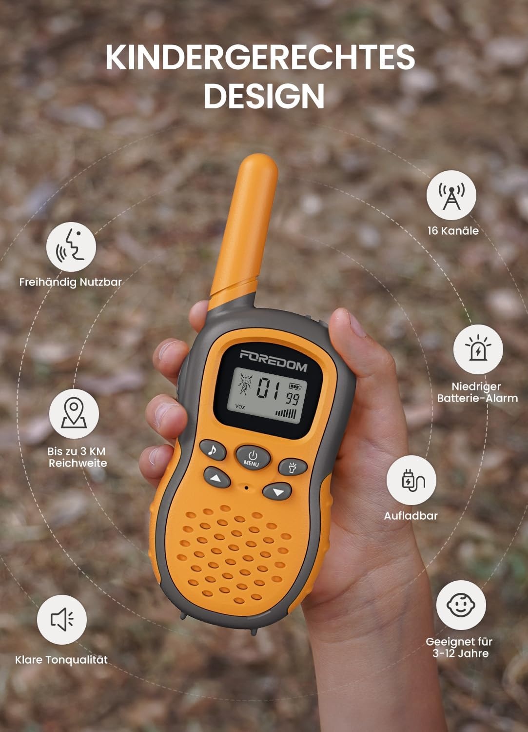 Wiederaufladbare Kinder Walkie-Talkies 3er-Set - 31% Rabatt