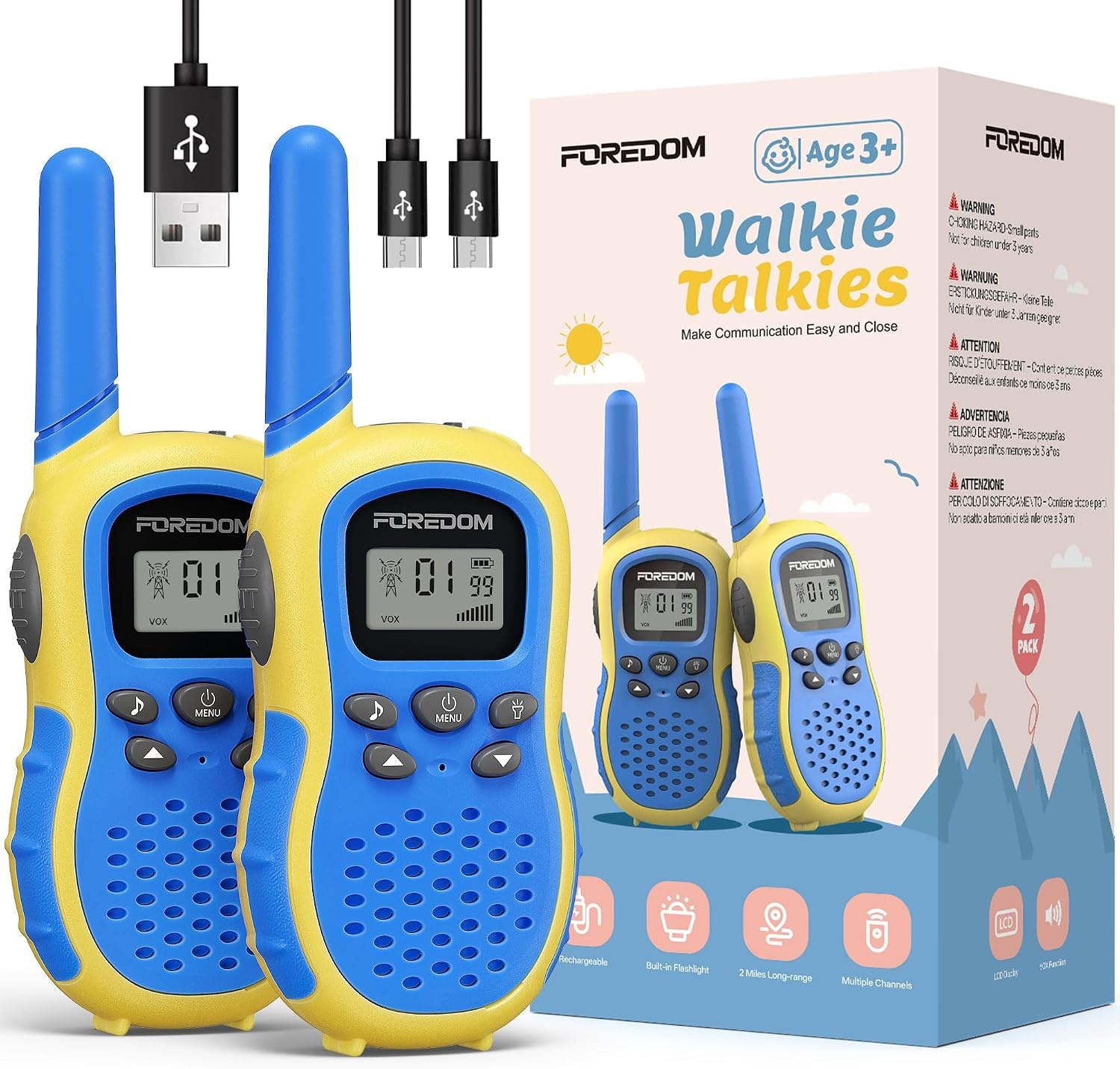 Wiederaufladbare Kinder Walkie-Talkies 3er-Set - 31% Rabatt