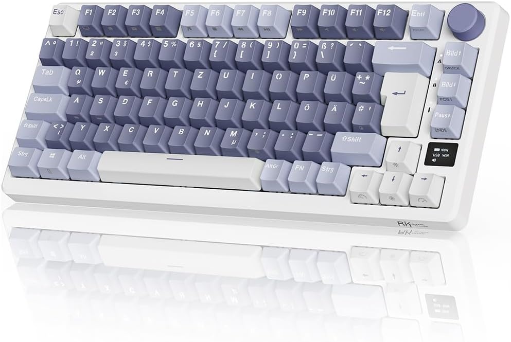 Mechanische 75% Gaming-Tastatur, Lavendel, OLED-Display - 34% Rabatt