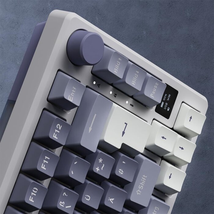 Mechanische 75% Gaming-Tastatur, Lavendel, OLED-Display - 34% Rabatt