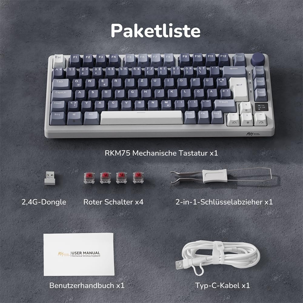 Mechanische 75% Gaming-Tastatur, Lavendel, OLED-Display - 34% Rabatt