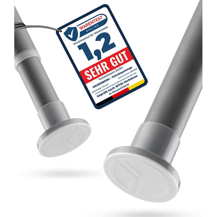 Teleskop-Duschvorhangstange 210-260 cm, grau, ohne Bohren - 31% Rabatt