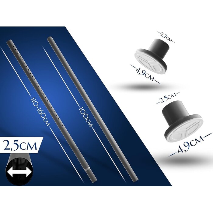 Teleskop-Duschvorhangstange 210-260 cm, grau, ohne Bohren - 31% Rabatt