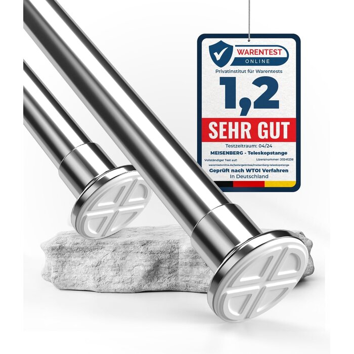 Teleskop-Duschvorhangstange 210-260 cm, grau, ohne Bohren - 31% Rabatt