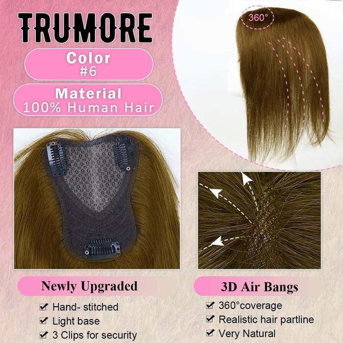 Echthaar-Haartopper 30 cm Lichtbraun #6 - 27% Rabatt