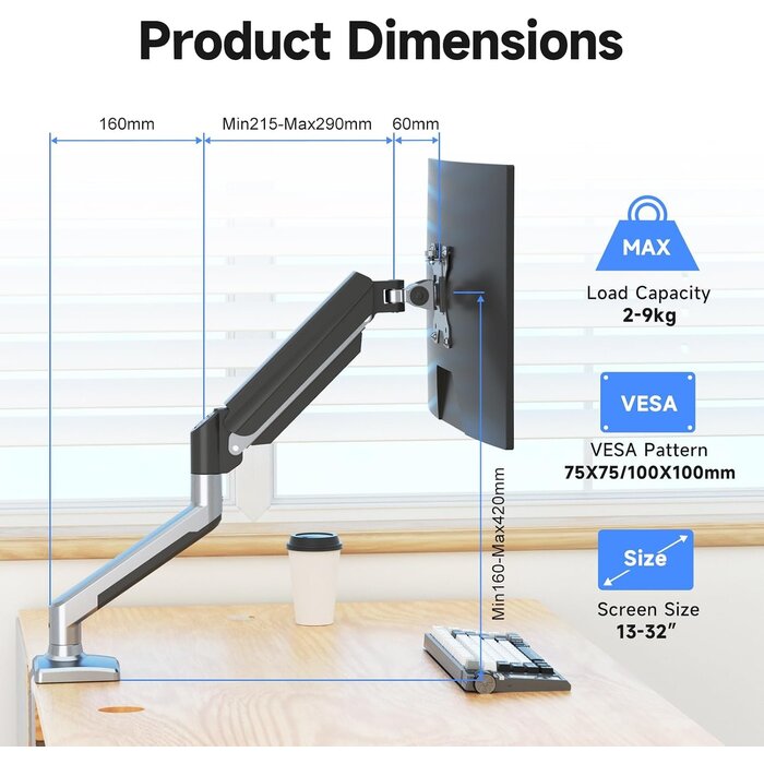 Ergonomischer Monitorarm für 13-32 Zoll - 30% Rabatt