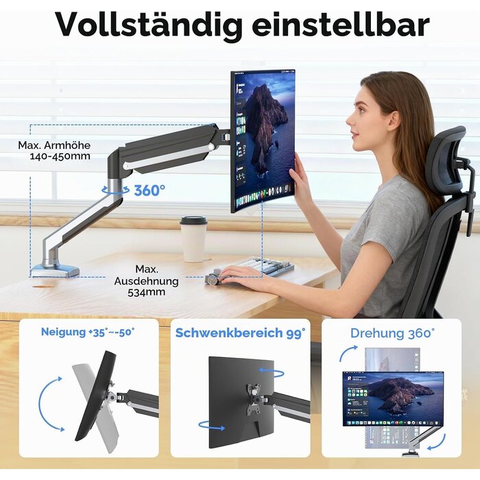 Ergonomischer Monitorarm für 13-32 Zoll - 30% Rabatt