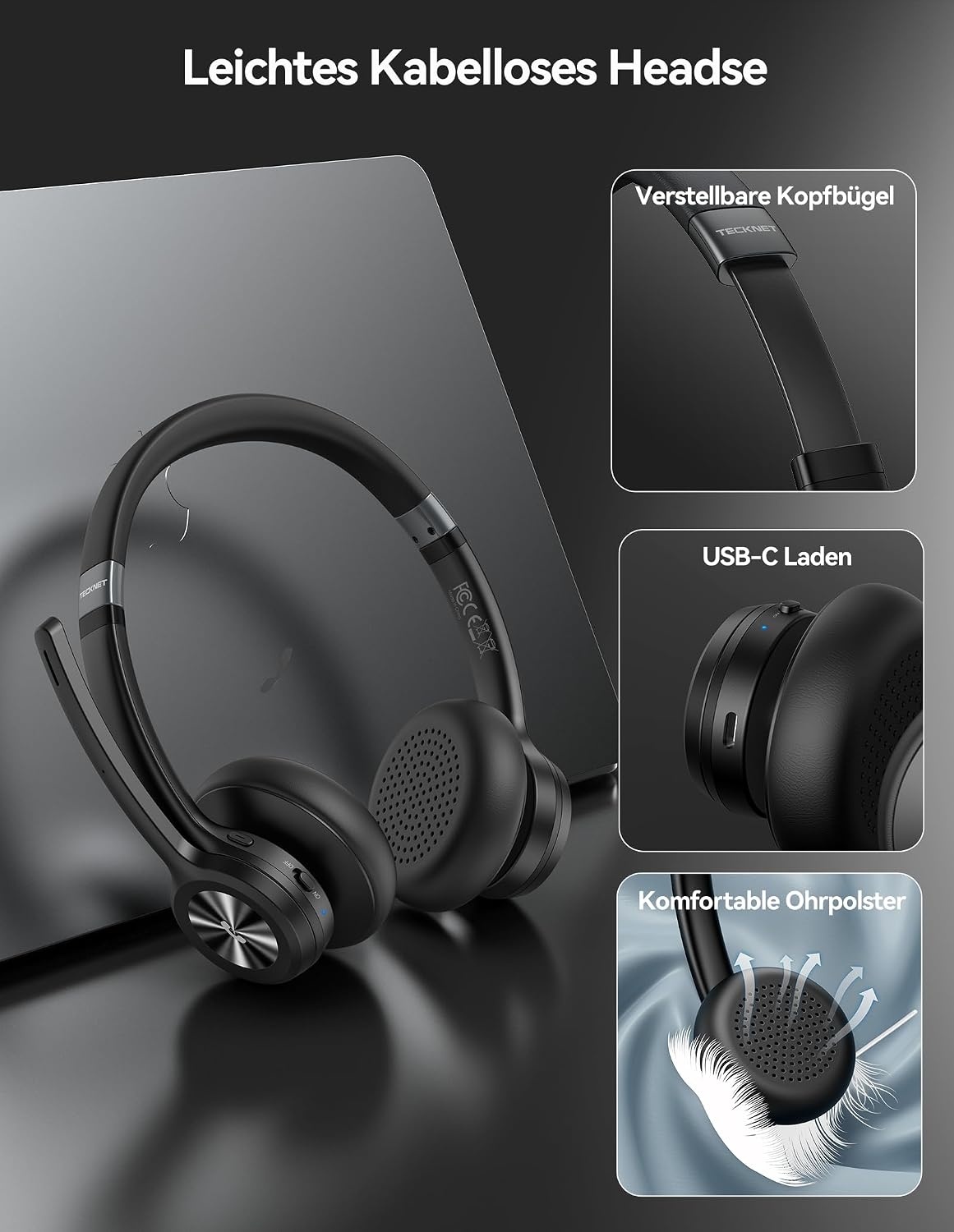 Drahtloses Bluetooth 5.2 On-Ear Headset - 27% Rabatt
