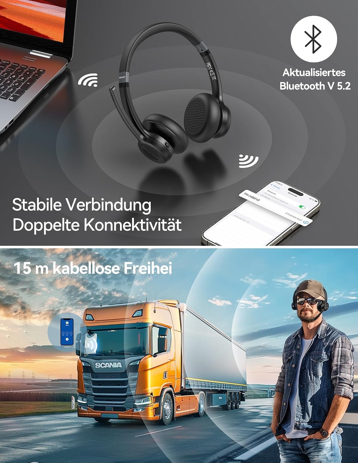 Drahtloses Bluetooth 5.2 On-Ear Headset - 27% Rabatt