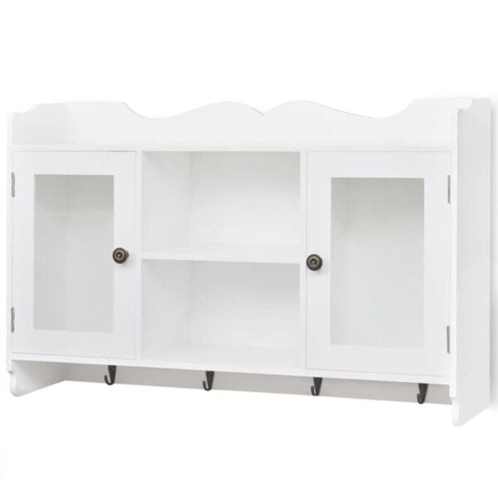 Wandregal mit Türen & Haken MDF Weiß 68x17x44cm - 52% Rabatt