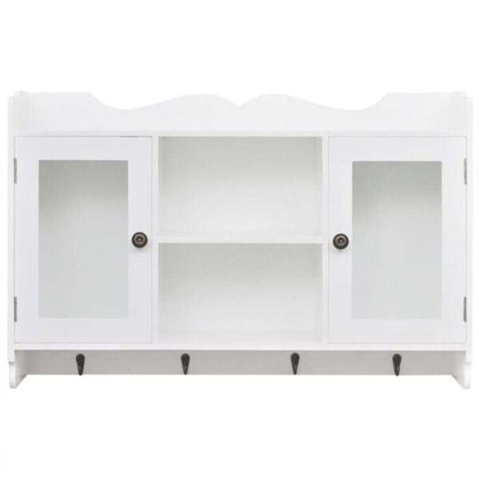Wandregal mit Türen & Haken MDF Weiß 68x17x44cm - 52% Rabatt