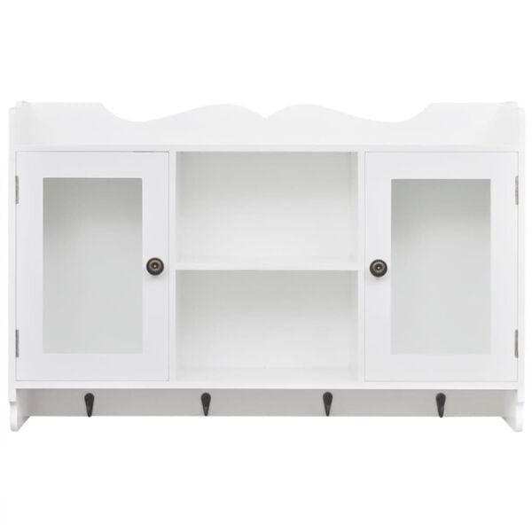 Wandregal mit Türen & Haken MDF Weiß 68x17x44cm - 52% Rabatt