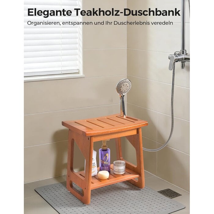 Duschhocker aus massivem Teakholz 40x30cm - 33% Rabatt