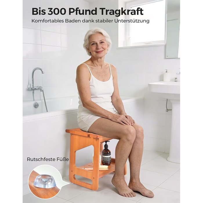 Duschhocker aus massivem Teakholz 40x30cm - 33% Rabatt