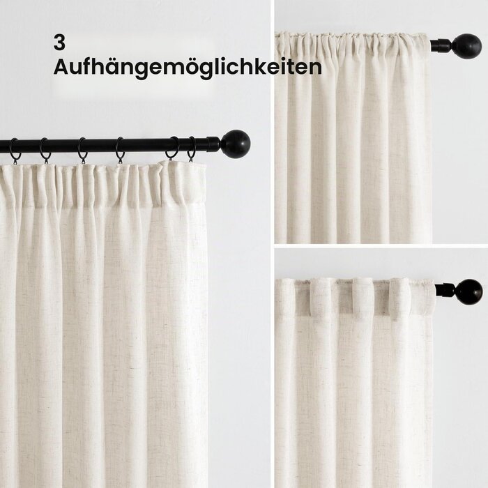 Leinenvorhang 140x270 cm Naturweiß 2er-Set - 33% Rabatt