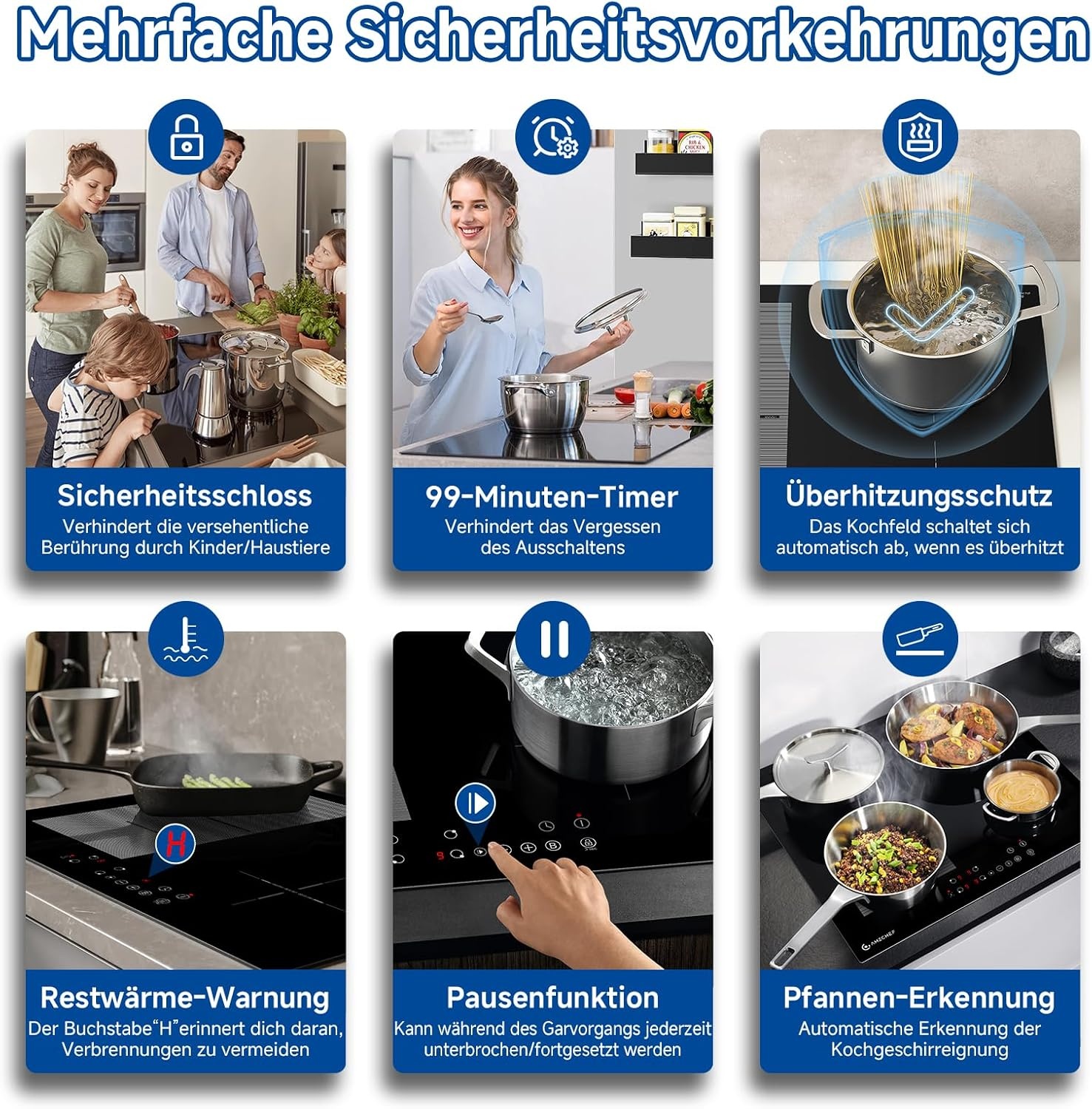 Induktionskochfeld 60 cm, 7400 W, Touch-Bedienung - 30% Rabatt