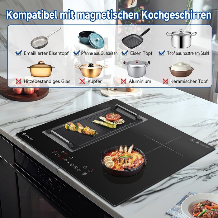 Induktionskochfeld 60 cm, 7400 W, Touch-Bedienung - 30% Rabatt