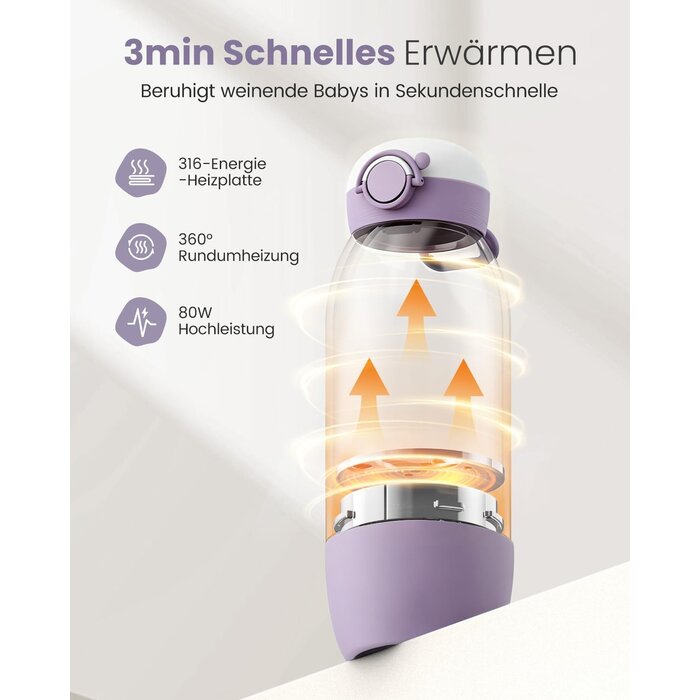 Tragbarer Flaschenwärmer, 10.000 mAh, 600 ml - Altrosa - 32% Rabatt