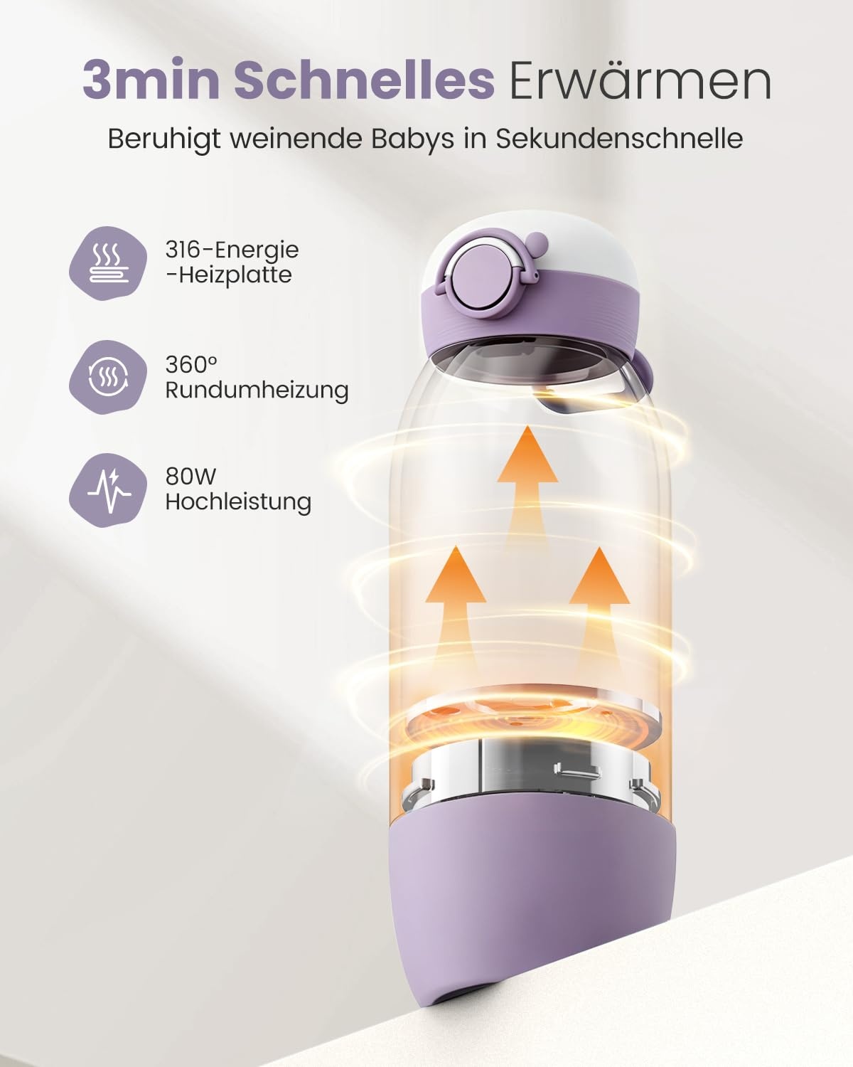 Tragbarer Flaschenwärmer, 10.000 mAh, 600 ml - Altrosa - 32% Rabatt