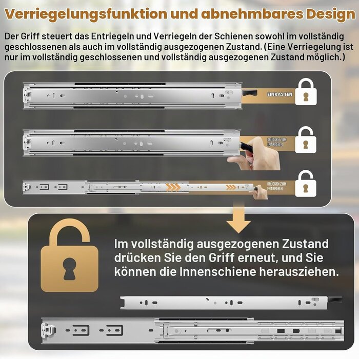 Schwerlast-Schubladenauszug 750 mm mit Verriegelung - 33% Rabatt